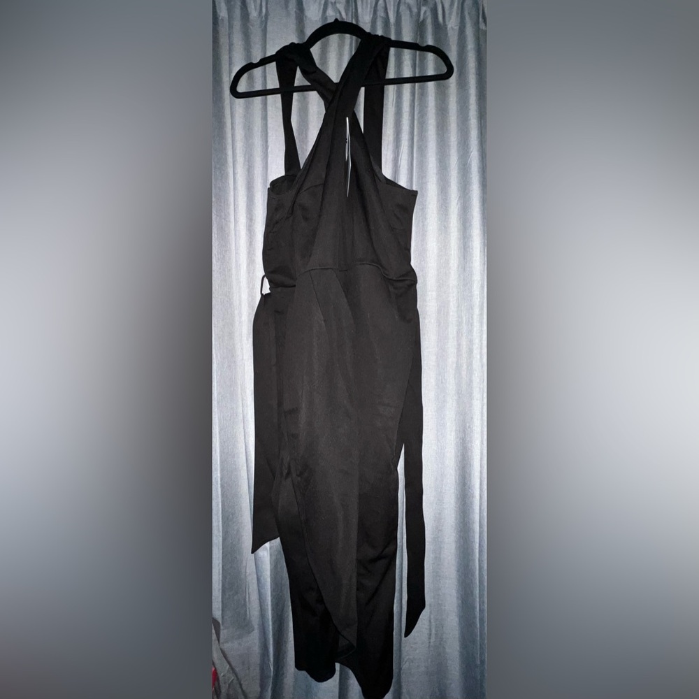 Hanna Nikole Plus Size HalterNeck Sleeveless Wrap Front Party Dress